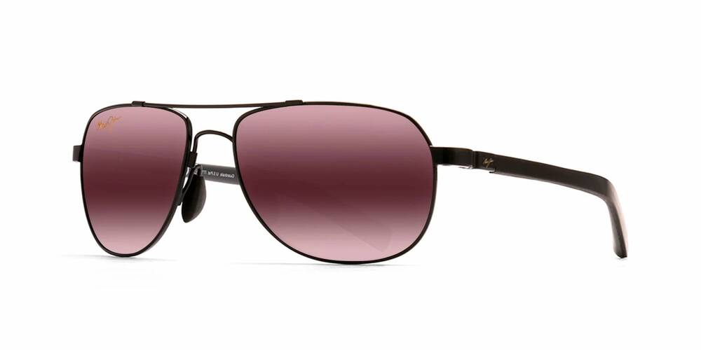 NEW MAUI JIM unisex guardrails aviator sunglasses in gloss black - maui rose - p